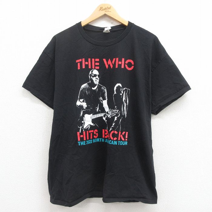 【50%OFF】XL★古着 ヘインズ Hanes 半袖 ロック バンド Tシャツ メンズ ザフー コットン クルーネック 黒 ブラック 25jul31 中古