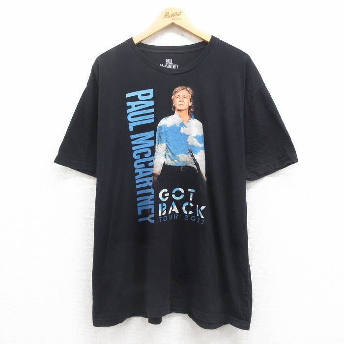 【20%OFF】XL★古着 半袖 ロック バンド Tシャツ メンズ ポールマッカートニー 大きいサイズ コットン クルーネック 黒 ブラック 25jul31 中古