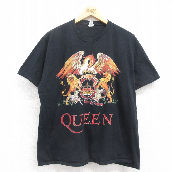 XL★古着 半袖 ロック バンド Tシャツ メンズ クイーン クウィーン コットン クルーネック 黒 ブラック 25aug01 中古