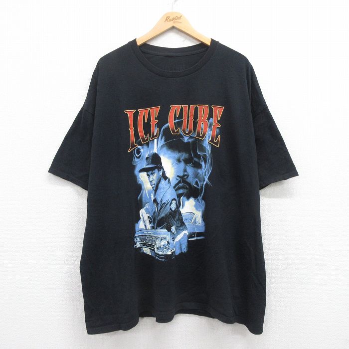 【50%OFF】XL★古着 半袖 ヒップホップ ラップ Tシャツ メンズ アイスキューブ 大きいサイズ コットン クルーネック 黒 ブラック 【spe】 25aug01 中古