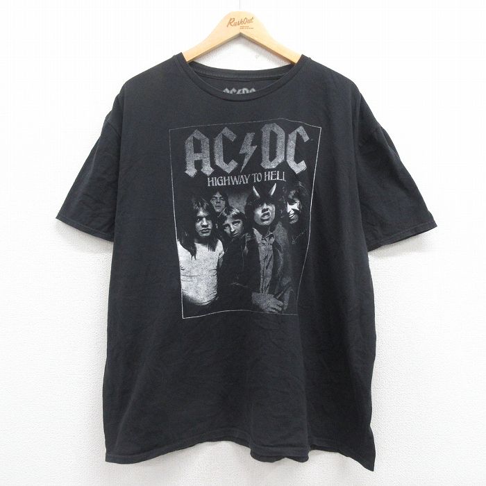 XL★古着 半袖 ロック バンド Tシャツ メンズ AC/DC 大きいサイズ コットン 黒 ブラック 25aug01 中古