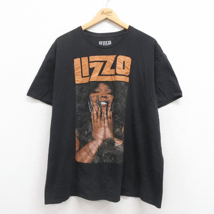 XL★古着 半袖 ヒップホップ ラップ Tシャツ メンズ リゾ LIZZO 大きいサイズ コットン 黒 ブラック 25aug01 中古