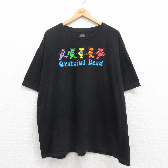 XL★古着 半袖 ロック バンド Tシャツ メンズ グレイトフルデッド 大きいサイズ コットン クルーネック 黒 ブラック 25aug01 中古