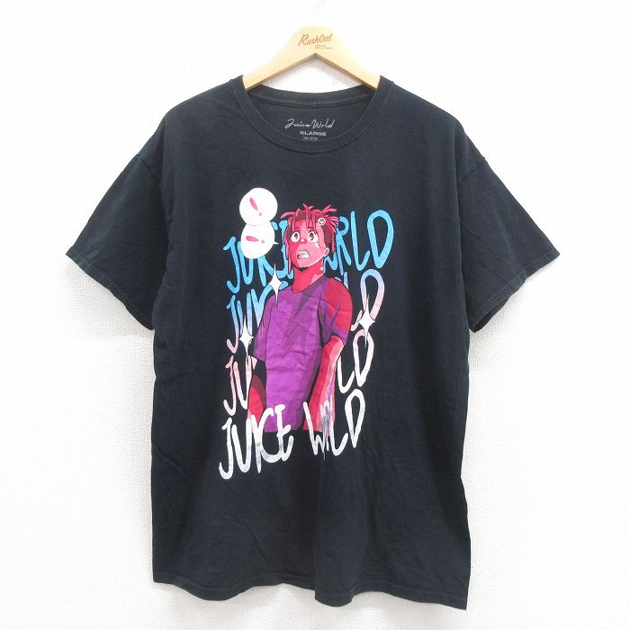 XL★古着 半袖 ヒップホップ ラップ Tシャツ メンズ ジュースワールド コットン クルーネック 黒 ブラック 25aug01 中古