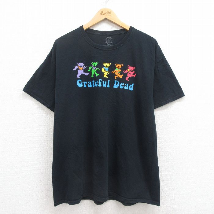 XL★古着 半袖 ロック バンド Tシャツ メンズ グレイトフルデッド コットン クルーネック 黒 ブラック 25aug01 中古