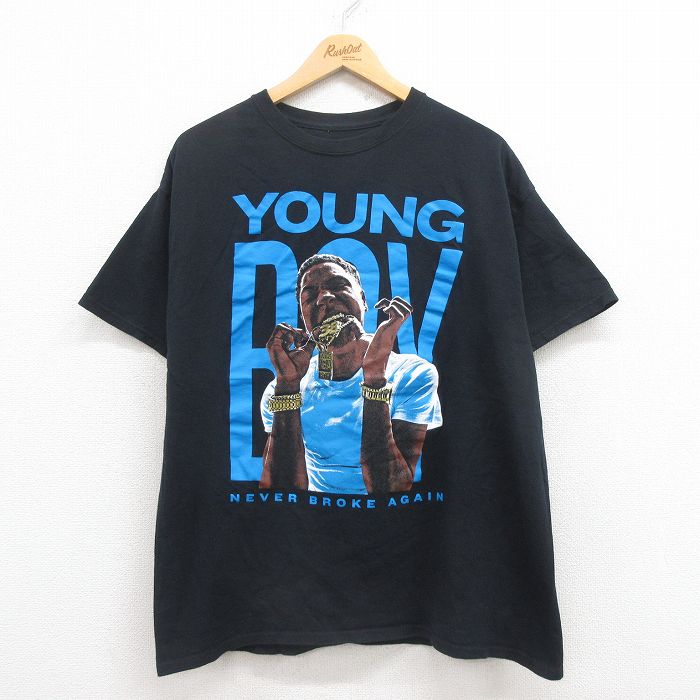 XL★古着 半袖 ヒップホップ ラップ Tシャツ メンズ 38 BABY コットン クルーネック 黒 ブラック 25aug01 中古