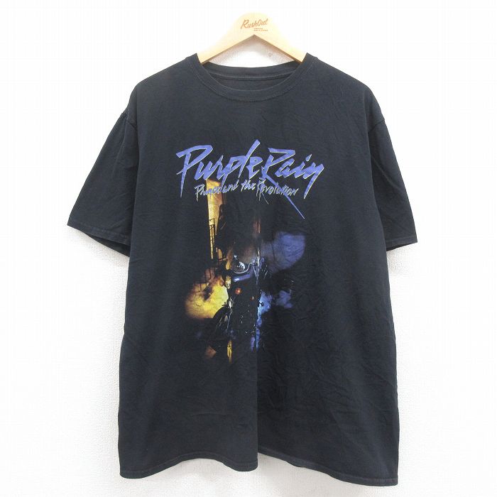 XL★古着 半袖 ロック バンド Tシャツ メンズ プリンス 大きいサイズ コットン クルーネック 黒 ブラック 25aug01 中古