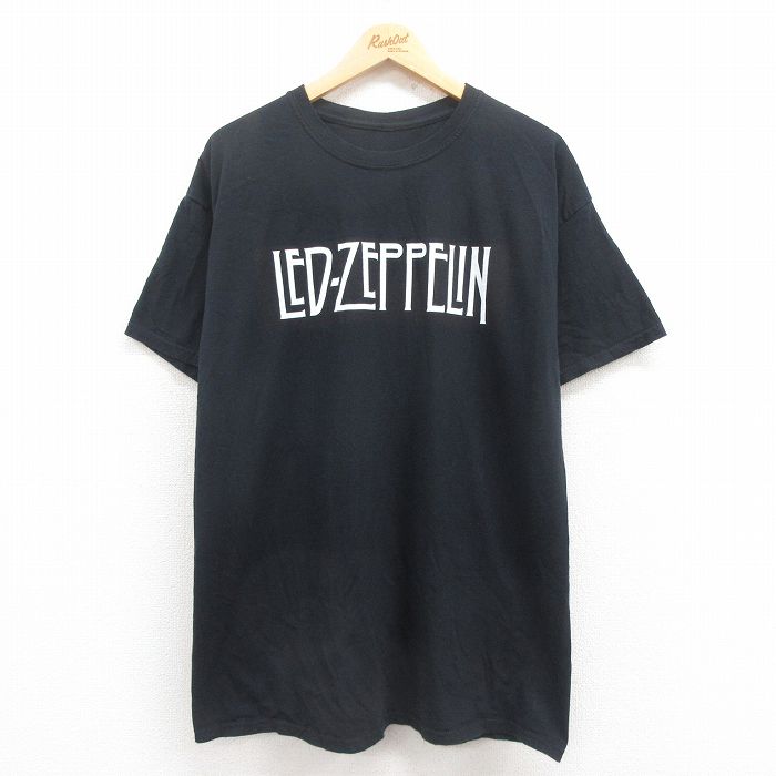 XL★古着 半袖 ロック バンド Tシャツ メンズ レッドツェッペリン クルーネック 黒 ブラック 25aug01 中古