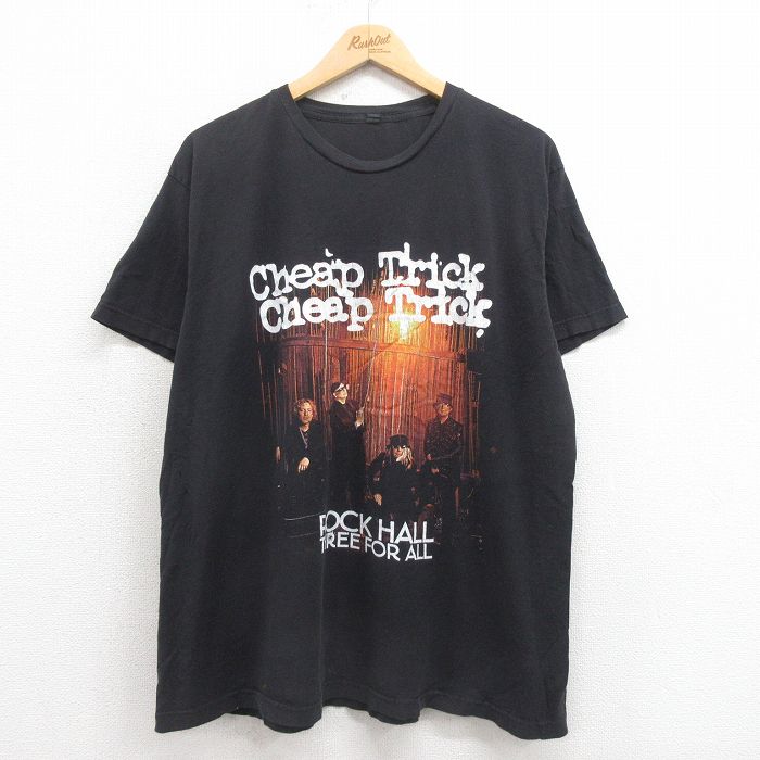 XL★古着 TULTEX 半袖 ロック バンド Tシャツ メンズ チープトリック 大きいサイズ コットン クルーネック 黒 ブラック 25aug04 中古