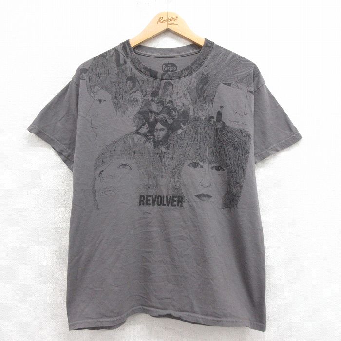 L★古着 半袖 ロック バンド Tシャツ メンズ ビートルズ The Beatles コットン クルーネック グレー 25aug04 中古