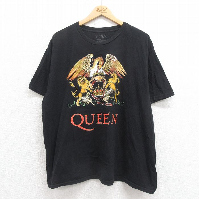XL★古着 半袖 ヒップホップ ラップ Tシャツ メンズ クイーン 大きいサイズ コットン 黒 ブラック 25aug04 中古