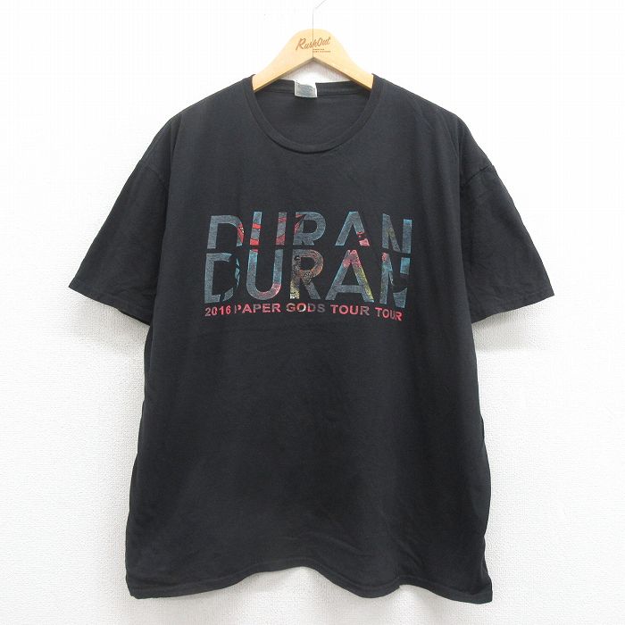XL★古着 半袖 ロック バンド Tシャツ メンズ デュランデュラン 大きいサイズ コットン クルーネック 黒 ブラック 25aug05 中古