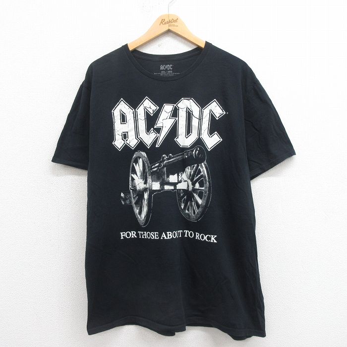 XL★古着 半袖 ロック バンド Tシャツ メンズ AC/DC 大きいサイズ コットン クルーネック 黒 ブラック 25aug06 中古