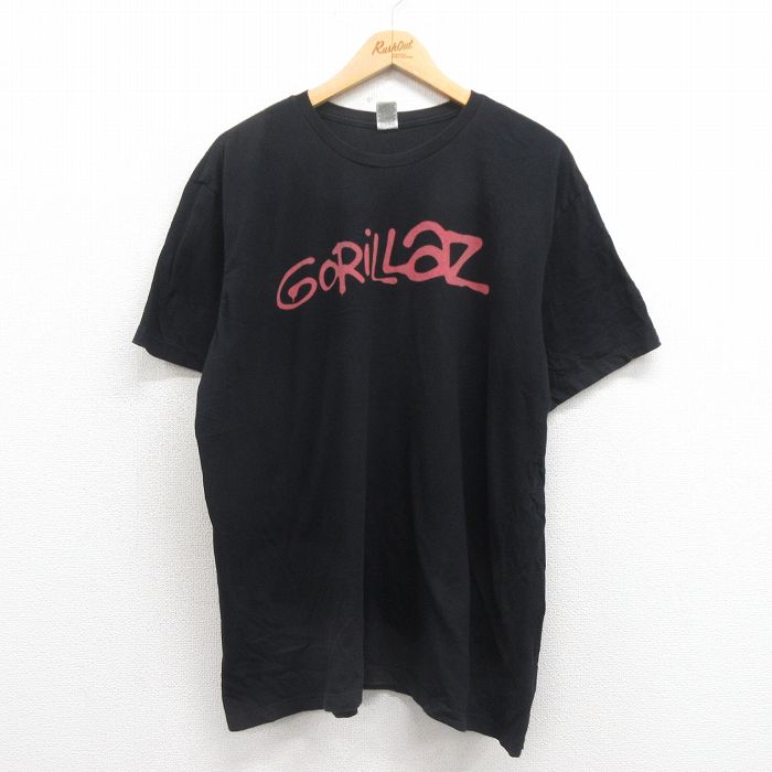 XL★古着 半袖 ロック バンド Tシャツ メンズ ゴリラズ 大きいサイズ クルーネック 黒 ブラック 25aug06 中古