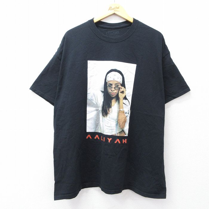 【20%OFF】XL★古着 半袖 ロック バンド Tシャツ メンズ アーリヤ 大きいサイズ コットン クルーネック 黒 ブラック 25aug07 中古