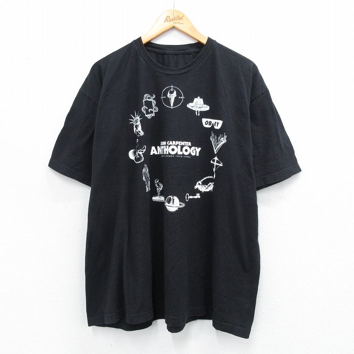 XL★古着 半袖 ロック バンド Tシャツ メンズ ジョンカーペンター 大きいサイズ クルーネック 黒 ブラック 25aug07 中古