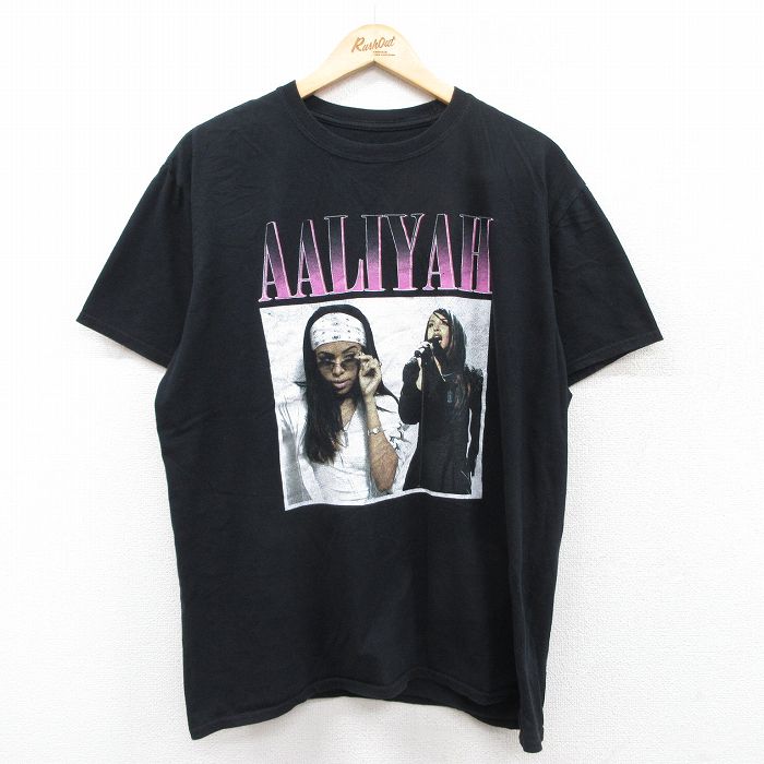 XL★古着 半袖 ロック バンド Tシャツ メンズ アーリヤ クルーネック 黒 ブラック 25aug08 中古