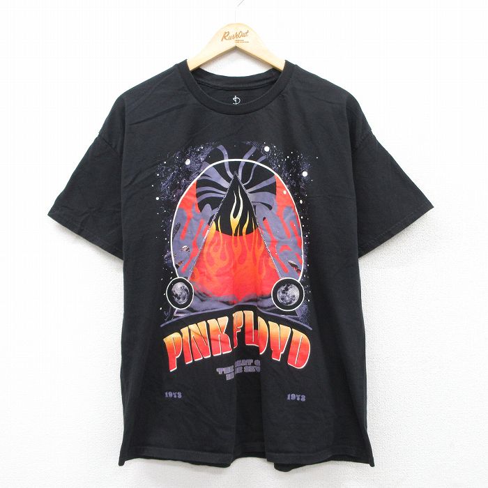 L★古着 半袖 ロック バンド Tシャツ メンズ ピンクフロイド コットン クルーネック 黒 ブラック 25aug08 中古