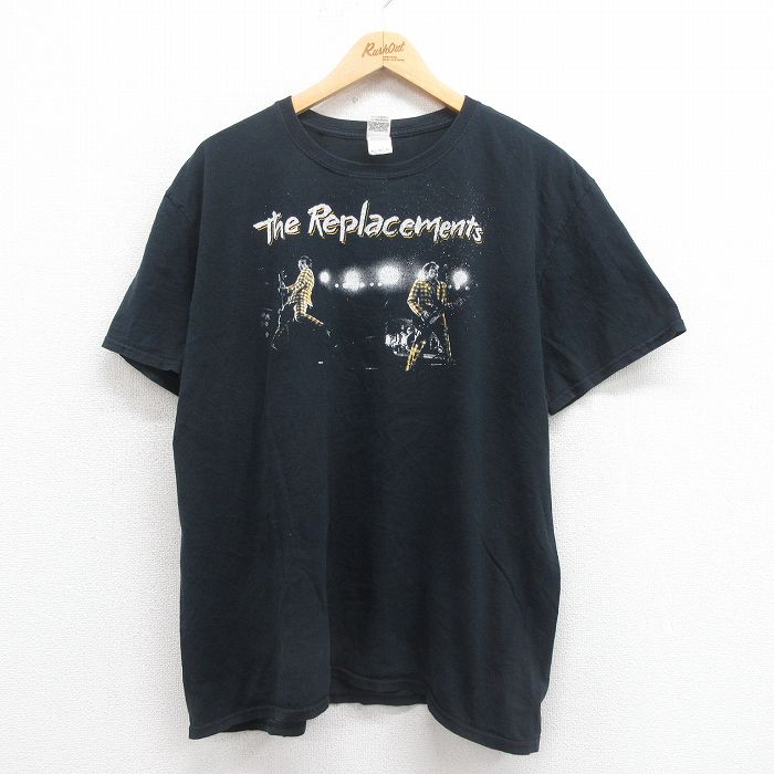 XL★古着 半袖 ロック バンド Tシャツ メンズ リプレイスメンツ 大きいサイズ コットン クルーネック 黒 ブラック 25aug18 中古