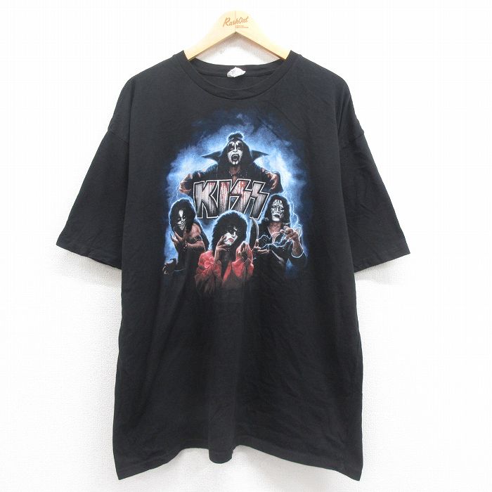 半袖Tシャツ KISSプリント ブラック XL | 古着