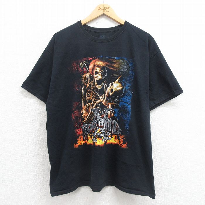 XL★古着 フルーツオブザルーム 半袖 ロック バンド Tシャツ メンズ ロックオンザレンジ レッドホットチリペッパーズ レッチリ ロブゾンビ 大きいサイズ コットン クルーネック 黒 ブラック 【spe】 25aug18 中古