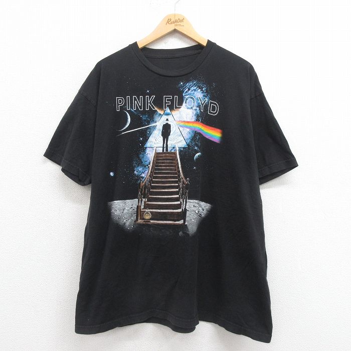 XL★古着 半袖 ロック バンド Tシャツ メンズ ピンクフロイド 大きいサイズ クルーネック 黒 ブラック 25aug18 中古