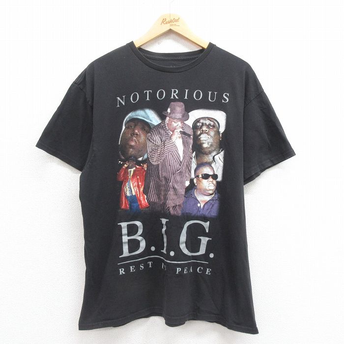 【20%OFF】XL★古着 半袖 ヒップホップ ラップ Tシャツ メンズ ノトーリアスBIG コットン クルーネック 黒 ブラック 25aug18 中古