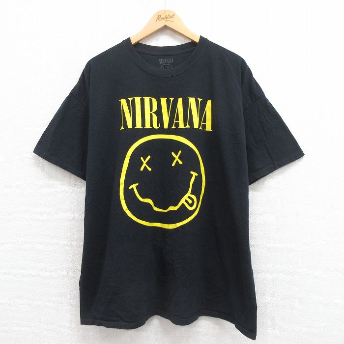XL★古着 半袖 ロック バンド Tシャツ メンズ ニルバーナ ニルヴァーナ 大きいサイズ コットン クルーネック 黒 ブラック 【spe】 25aug18 中古