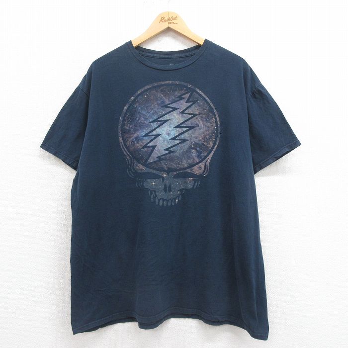 XL★古着 リップルジャンクション 半袖 ロック バンド Tシャツ メンズ グレイトフルデッド 大きいサイズ コットン クルーネック 黒 ブラック 25aug18 中古