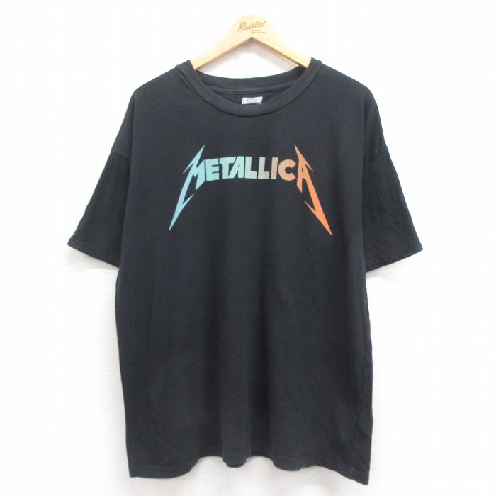 XL★古着 半袖 ロック バンド Tシャツ メンズ メタリカ コットン クルーネック 黒 ブラック 25aug18 中古