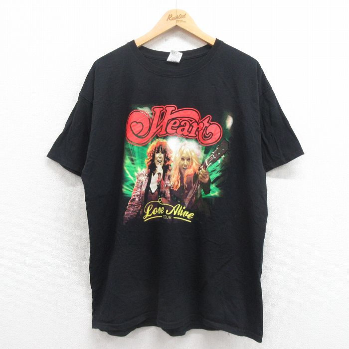 XL★古着 半袖 ロック バンド Tシャツ メンズ ハート ジョーンジェット コットン クルーネック 黒 ブラック 25aug19 中古
