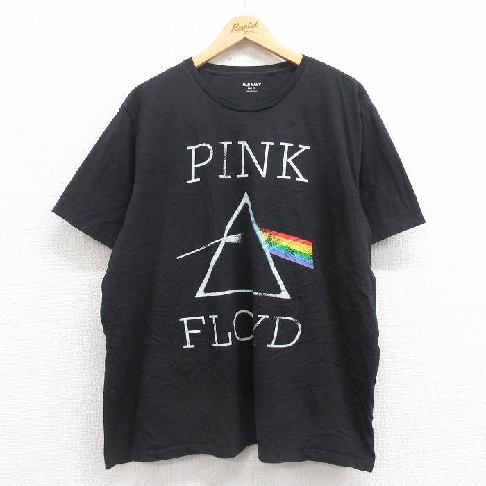 XL★古着 オールドネイビー OLD NAVY 半袖 ロック バンド Tシャツ メンズ ピンクフロイド 大きいサイズ コットン クルーネック 黒 ブラック 25aug19 中古