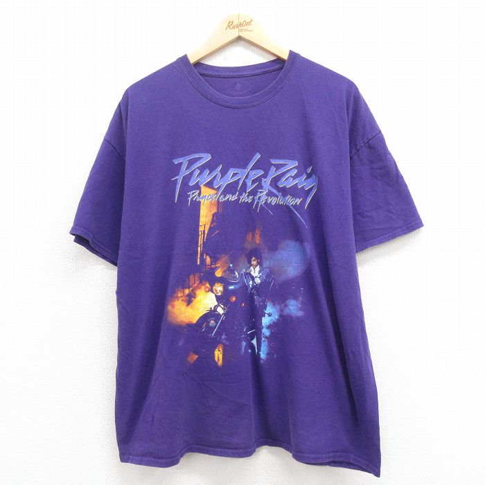 XL★古着 半袖 ロック バンド Tシャツ メンズ プリンス 大きいサイズ コットン クルーネック 紫 パープル 25aug19 中古