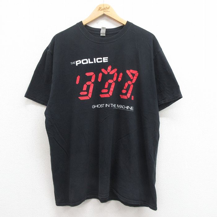 XL★古着 半袖 ロック バンド Tシャツ メンズ ポリス 大きいサイズ コットン クルーネック 黒 ブラック 25aug19 中古