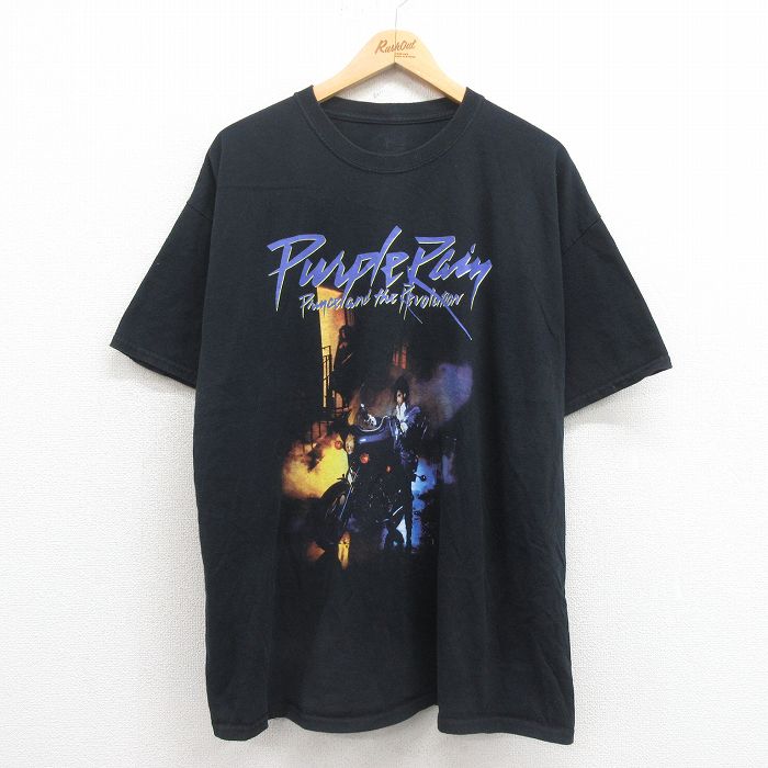 XL★古着 半袖 ロック バンド Tシャツ メンズ プリンス 大きいサイズ コットン クルーネック 黒 ブラック 25aug21 中古