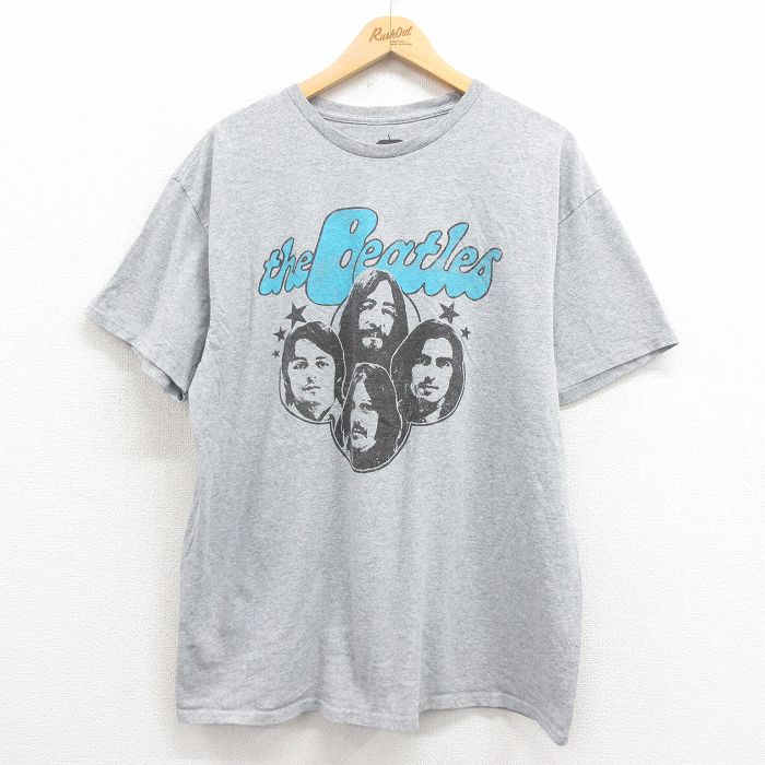 XL★古着 半袖 ロック バンド Tシャツ メンズ ビートルズ The Beatles クルーネック グレー 霜降り 25aug21 中古