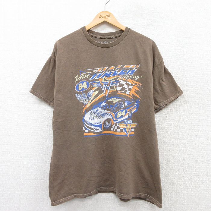 ヴァンヘイレン 半袖Tシャツ レーシングカー ブラウン XL | 古着