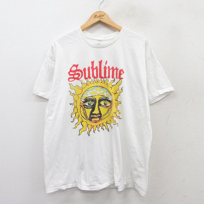 XL★古着 半袖 ロック バンド Tシャツ メンズ サブライム コットン クルーネック 白 ホワイト 25aug27 中古