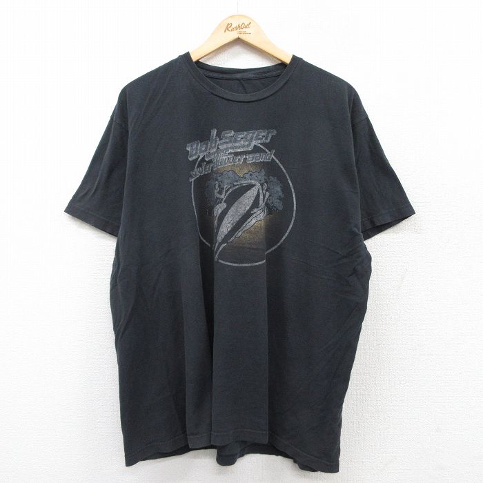 【50%OFF】XL★古着 半袖 ロック バンド Tシャツ メンズ ボブシーガー 大きいサイズ クルーネック 黒 ブラック 25aug27 中古