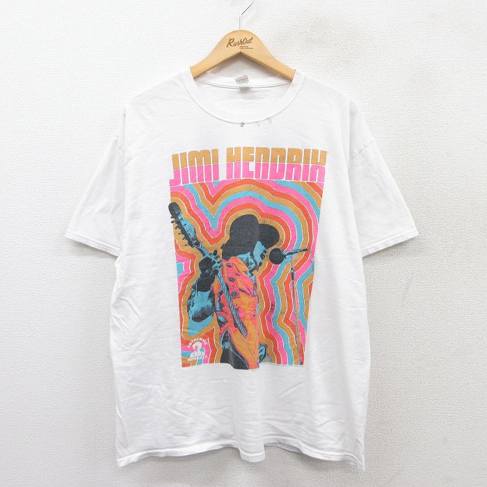 XL★古着 フルーツオブザルーム 半袖 ロック バンド Tシャツ メンズ ジミヘンドリックス コットン クルーネック 白 ホワイト 25aug27 中古