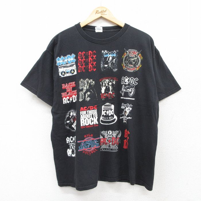 XL★古着 半袖 ロック バンド Tシャツ メンズ AC/DC コットン クルーネック 黒 ブラック 【spe】 25aug28 中古