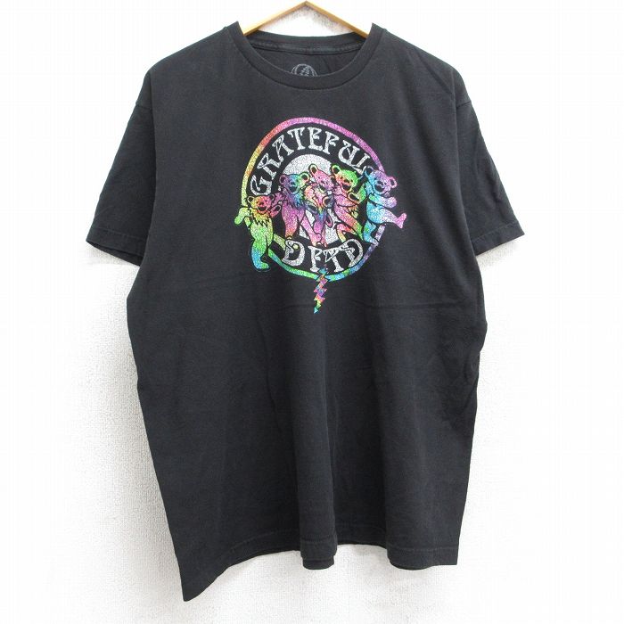 XL★古着 半袖 ロック バンド Tシャツ メンズ グレイトフルデッド コットン クルーネック 黒 ブラック 25aug28 中古