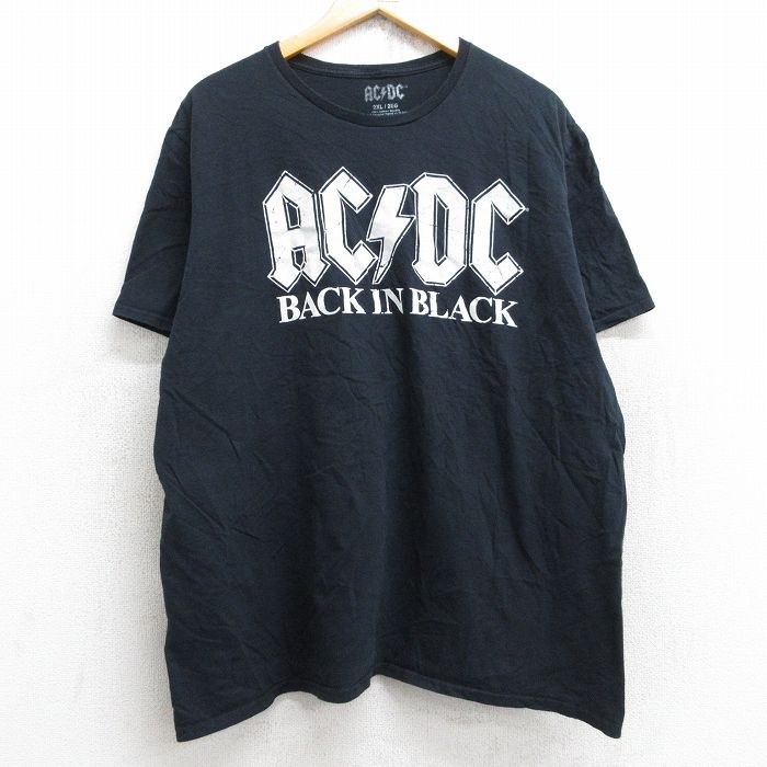 【50%OFF】XL★古着 半袖 ロック バンド Tシャツ メンズ AC/DC コットン クルーネック 黒 ブラック 25aug28 中古