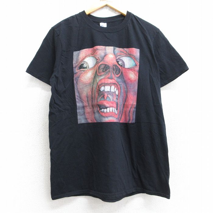 L★古着 半袖 ロック バンド Tシャツ メンズ キングクリムゾン コットン クルーネック 黒 ブラック 【spe】 25aug29 中古