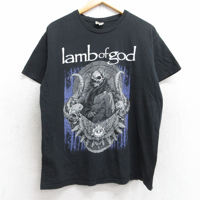 L★古着 半袖 ロック バンド Tシャツ メンズ ラムオブゴッド コットン クルーネック 黒 ブラック 25aug29 中古
