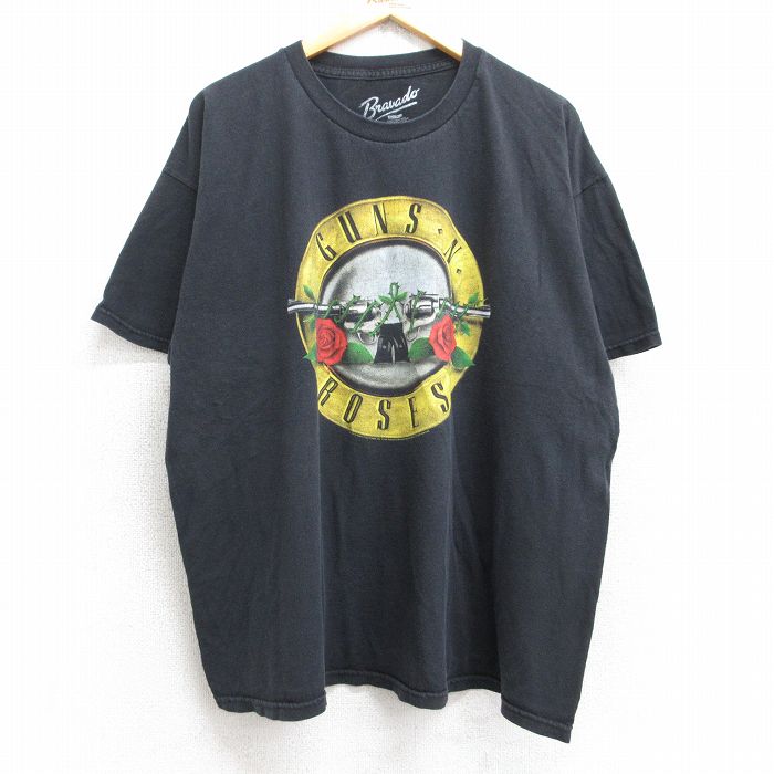 XL★古着 半袖 ロック バンド Tシャツ メンズ ガンズアンドローゼズ 大きいサイズ クルーネック 黒 ブラック 25aug29 中古