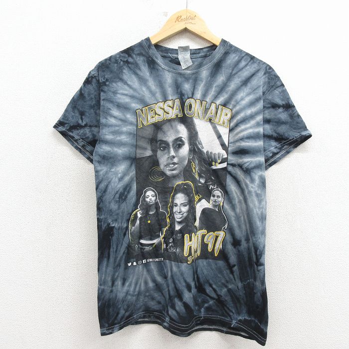 M★古着 半袖 ヒップホップ ラップ Tシャツ メンズ HOT97 ネッサ コットン クルーネック 黒他 26mar13