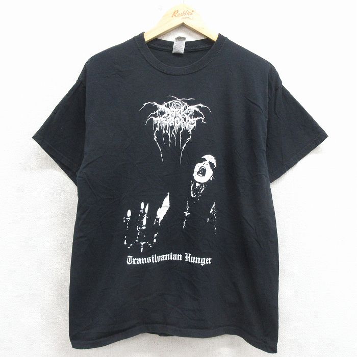 L★古着 半袖 ロック バンド Tシャツ メンズ ダークスローン コットン クルーネック 黒 26mar13