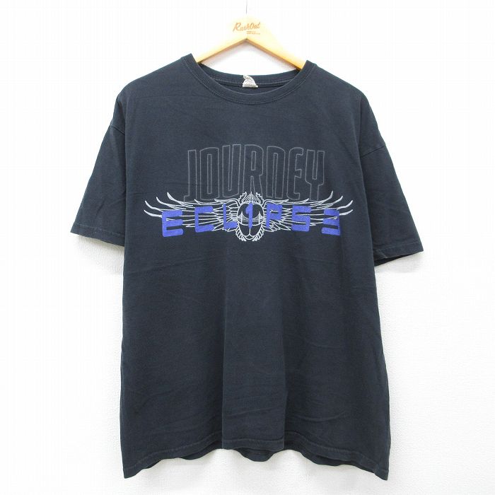 XL★古着 半袖 ロック バンド Tシャツ メンズ ジャーニー 大きいサイズ コットン クルーネック 黒 26mar25