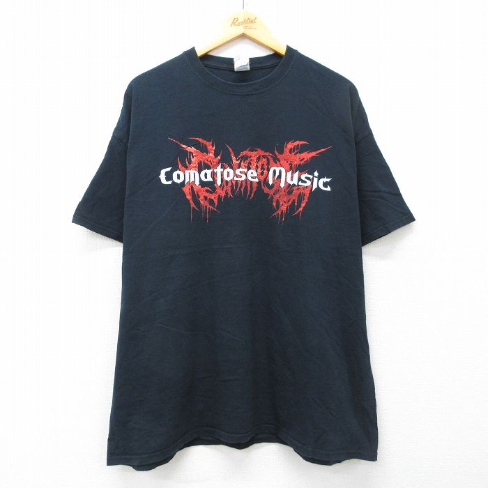 XL★古着 半袖 ロック バンド Tシャツ メンズ Comatose Music 大きいサイズ コットン クルーネック 黒 26mar25